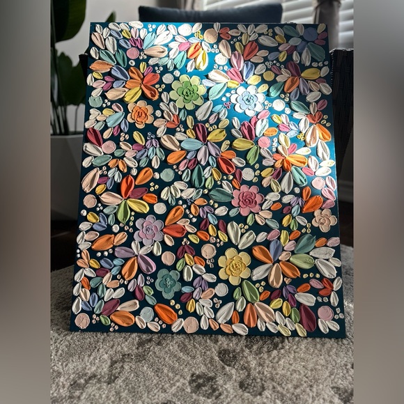 Large textured floral handmade art - Picture 2 of 2